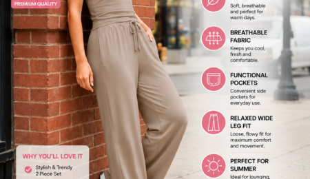 Trendy Queen Women’s Summer 2 Piece Lounge Set Tank Top Wide Leg Pants