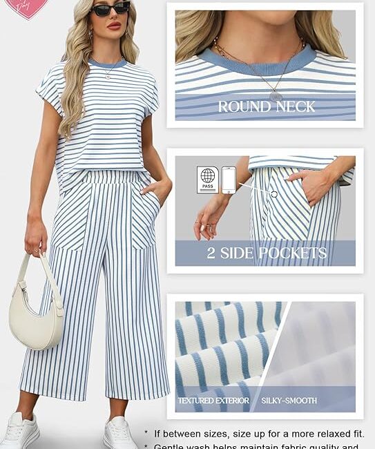 Sweetmoon Capri Sets Women 2 Piece Outfits Summer Top