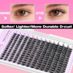 VEYESBEAUTY Lash Clusters Individual Eyelash Extensions Thin & Invisible Band DIY False Eyelashes for Self-application Newbie's Five-Second Series Wispy Lash Tray, Dreamy 8-16mm Mix