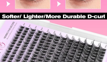 VEYESBEAUTY Lash Clusters Individual Eyelash Extensions Thin & Invisible Band DIY False Eyelashes for Self-application Newbie's Five-Second Series Wispy Lash Tray, Dreamy 8-16mm Mix