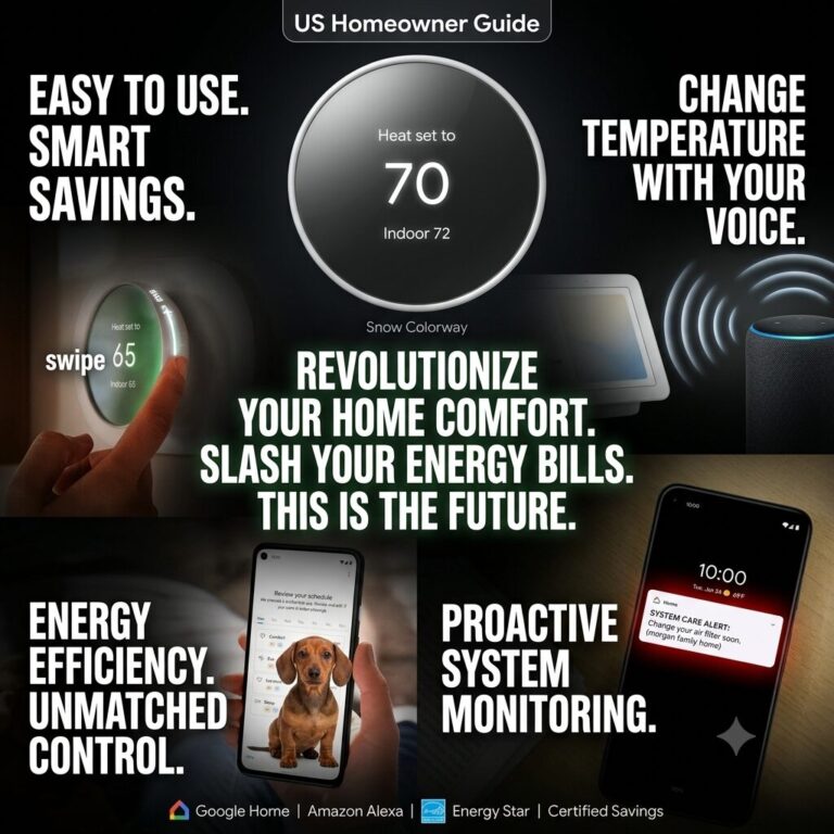Google Nest Thermostat - Smart Thermostat for Home - Programmable Wifi Thermostat - Snow,Google Nest Thermostat in Snow finish mounted on a modern minimalist living room wall displaying a clean digital temperature readout.
