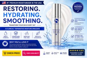 iS CLINICAL Reparative Moisture Emulsion, Hydrating Anti-Aging Face Moisturizer with Hyaluronic Acid, Repairs and Protects Skin, luxury Moisturizer